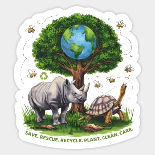 Save Bees Rescue Animals Recycle Plastic Earth Day Sticker